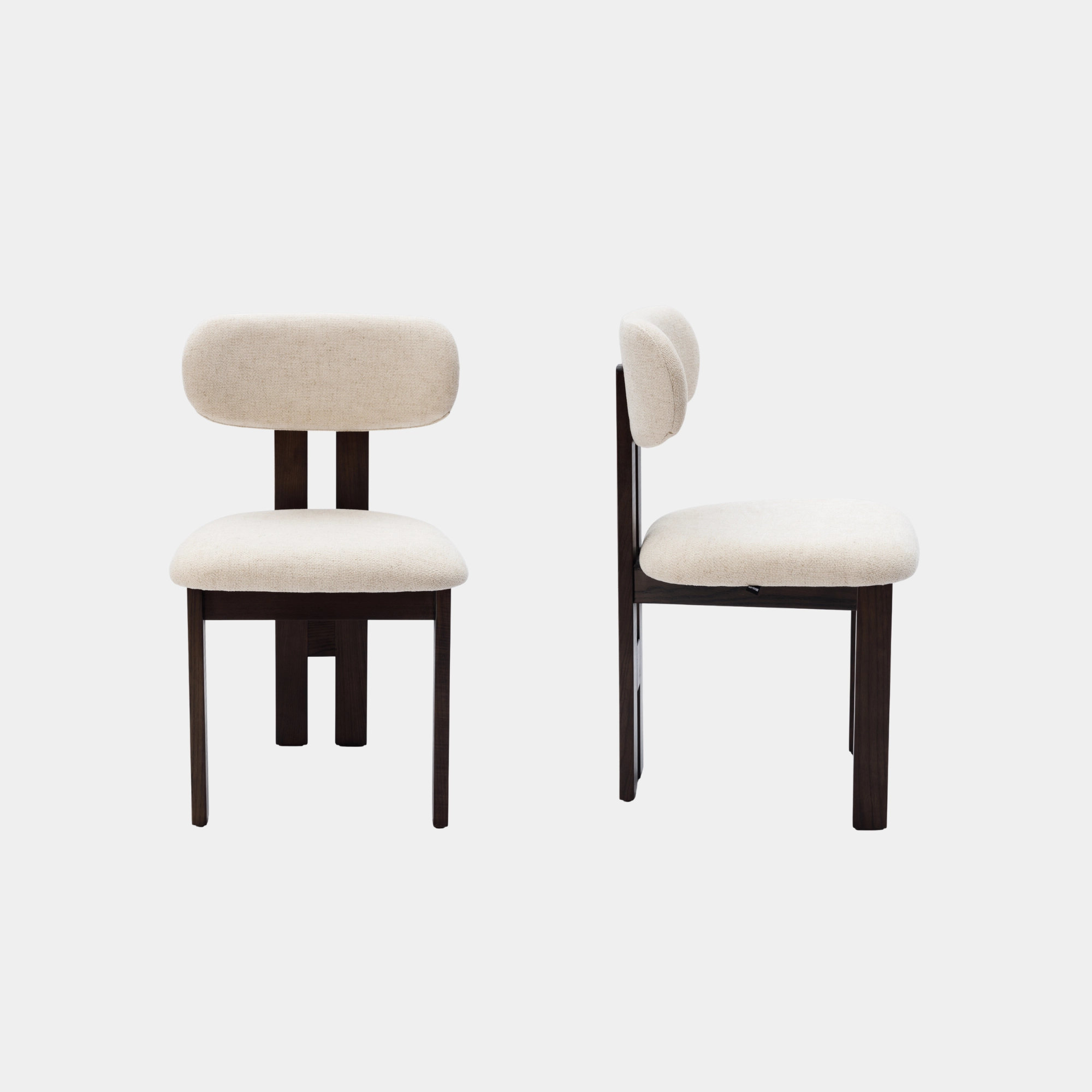 SILLA COMEDOR AURA MADERA Y TELA SMOKEY WALNUT Y CREAM - 2