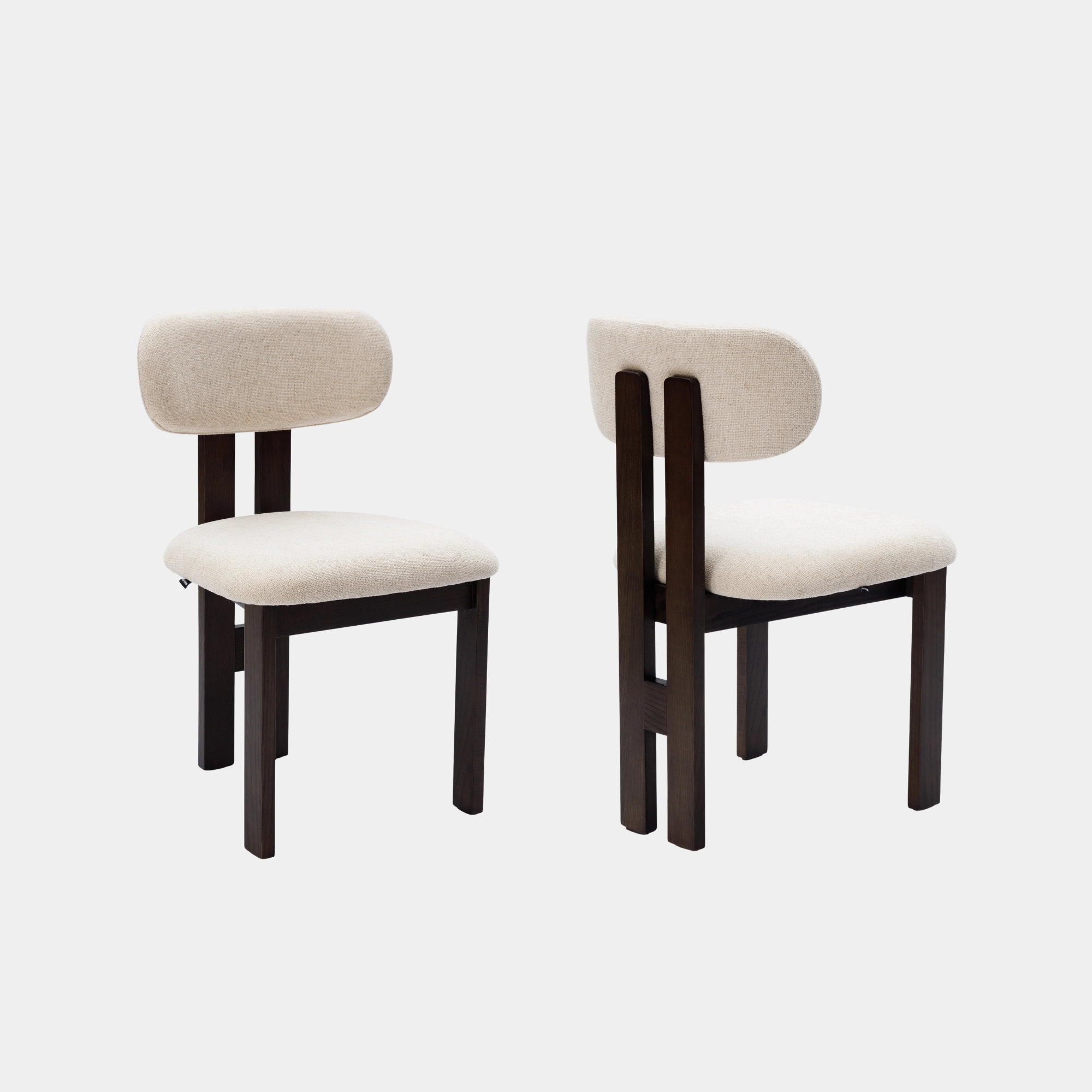 SILLA COMEDOR AURA MADERA Y TELA SMOKEY WALNUT Y CREAM - 3
