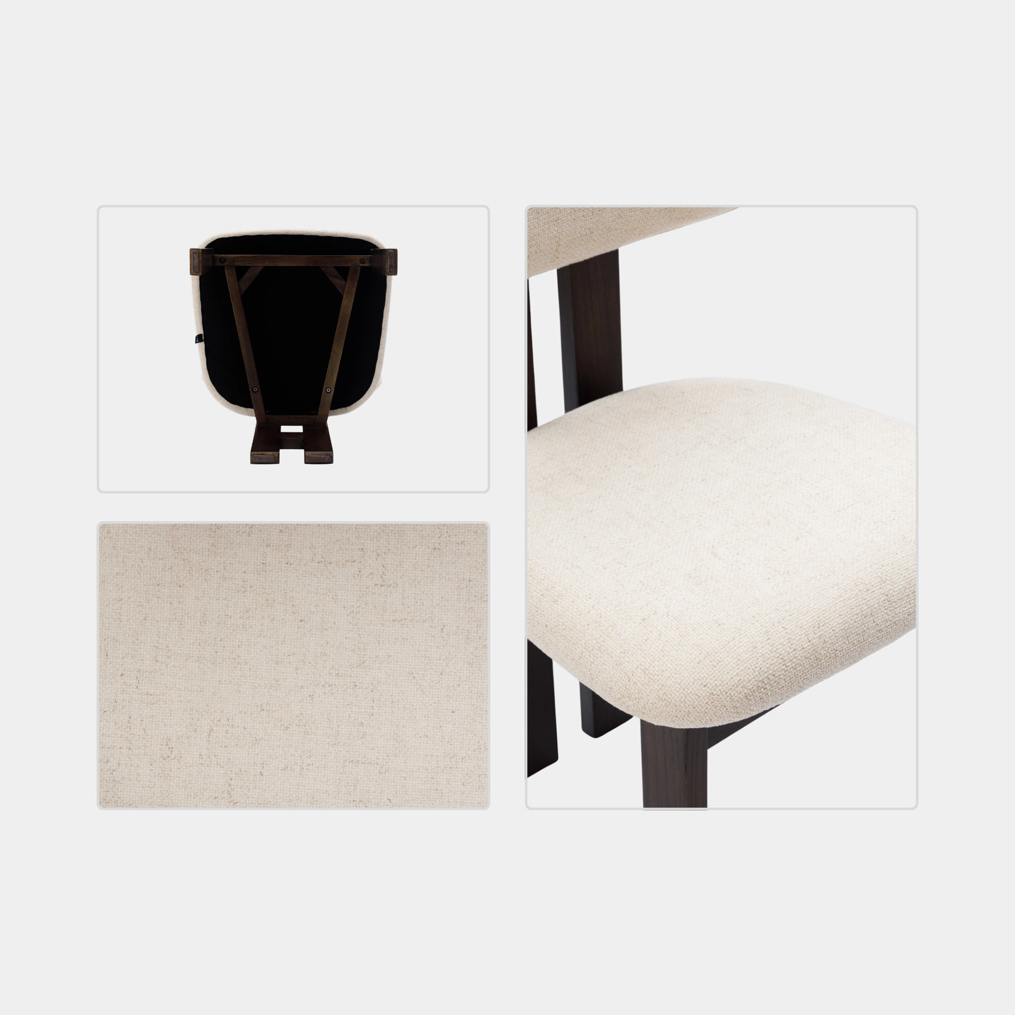SILLA COMEDOR AURA MADERA Y TELA SMOKEY WALNUT Y CREAM - 7