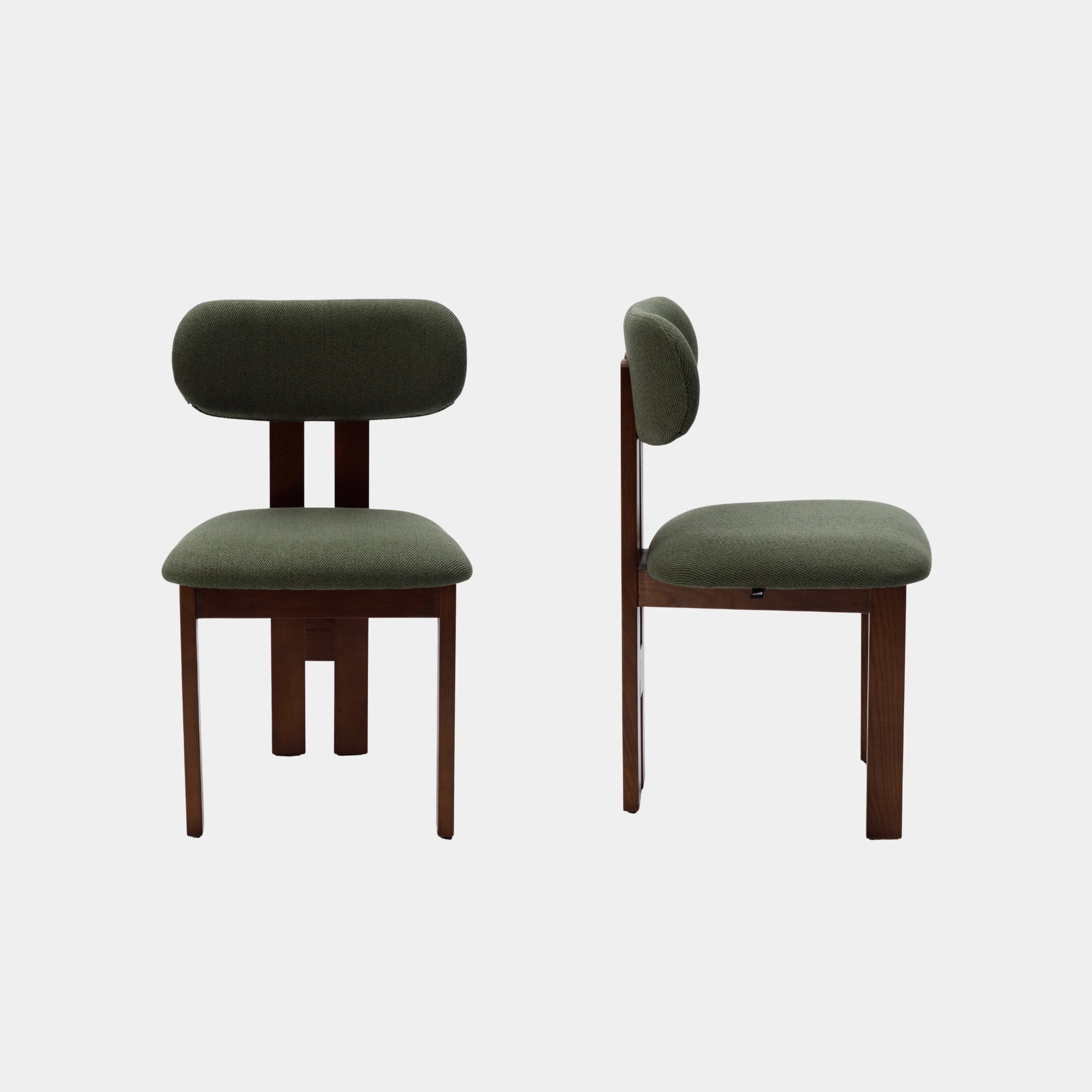 SILLA COMEDOR AURA MADERA Y TELA DARK WALNUT Y GREEN - 2