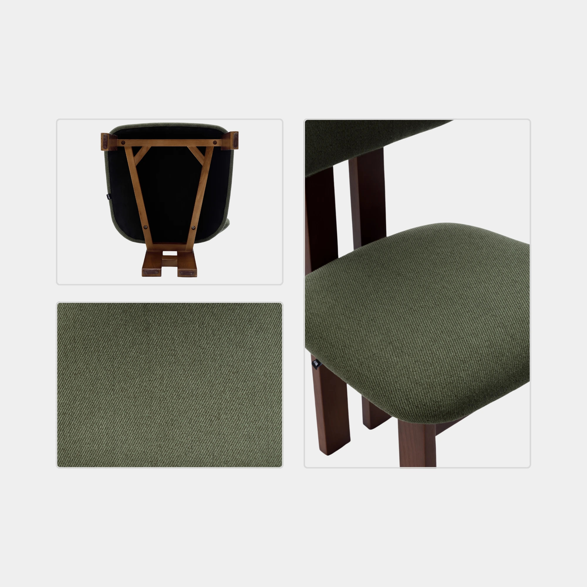 SILLA COMEDOR AURA MADERA Y TELA DARK WALNUT Y GREEN - 7