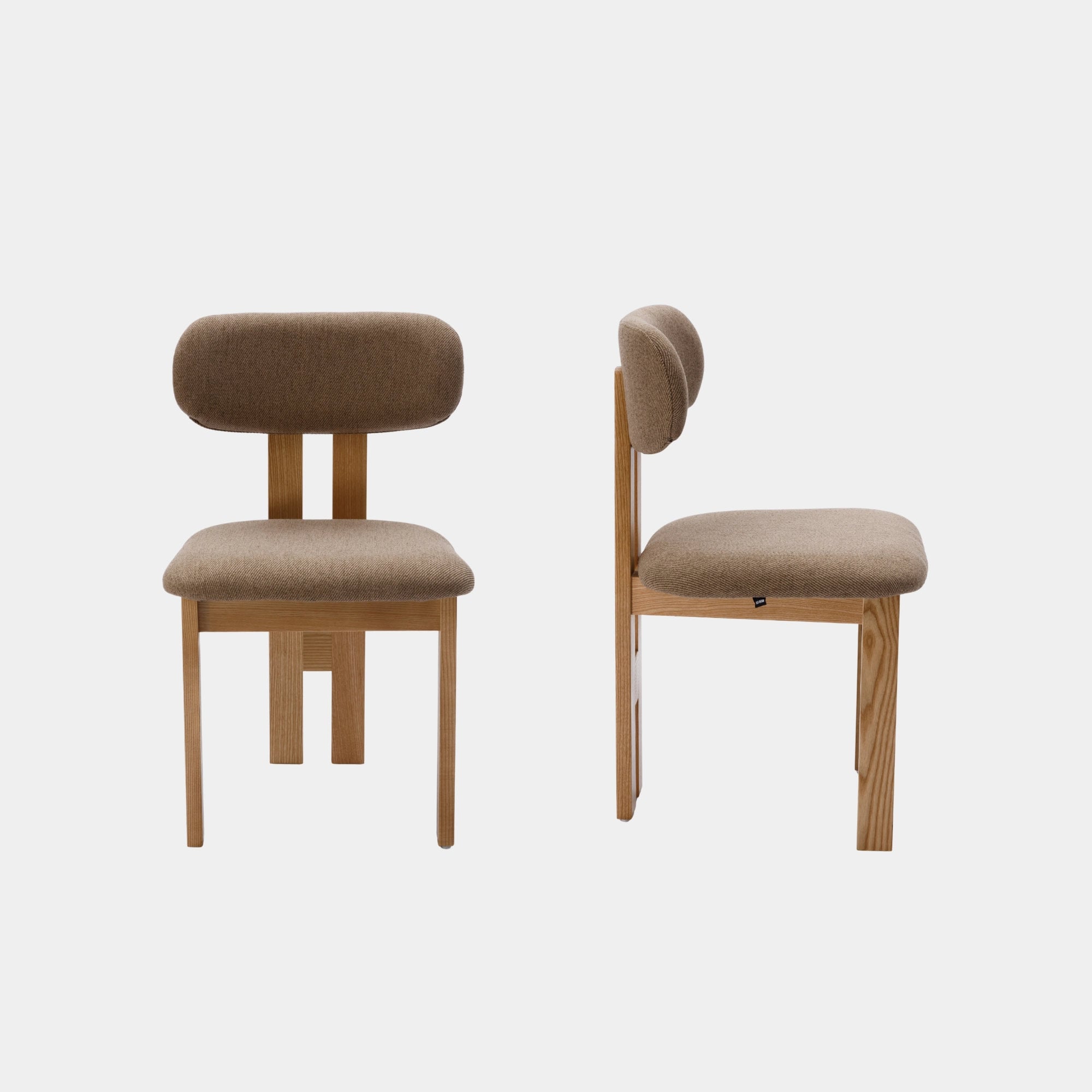 SILLA COMEDOR AURA MADERA Y TELA NATURAL Y TAUPE - 2