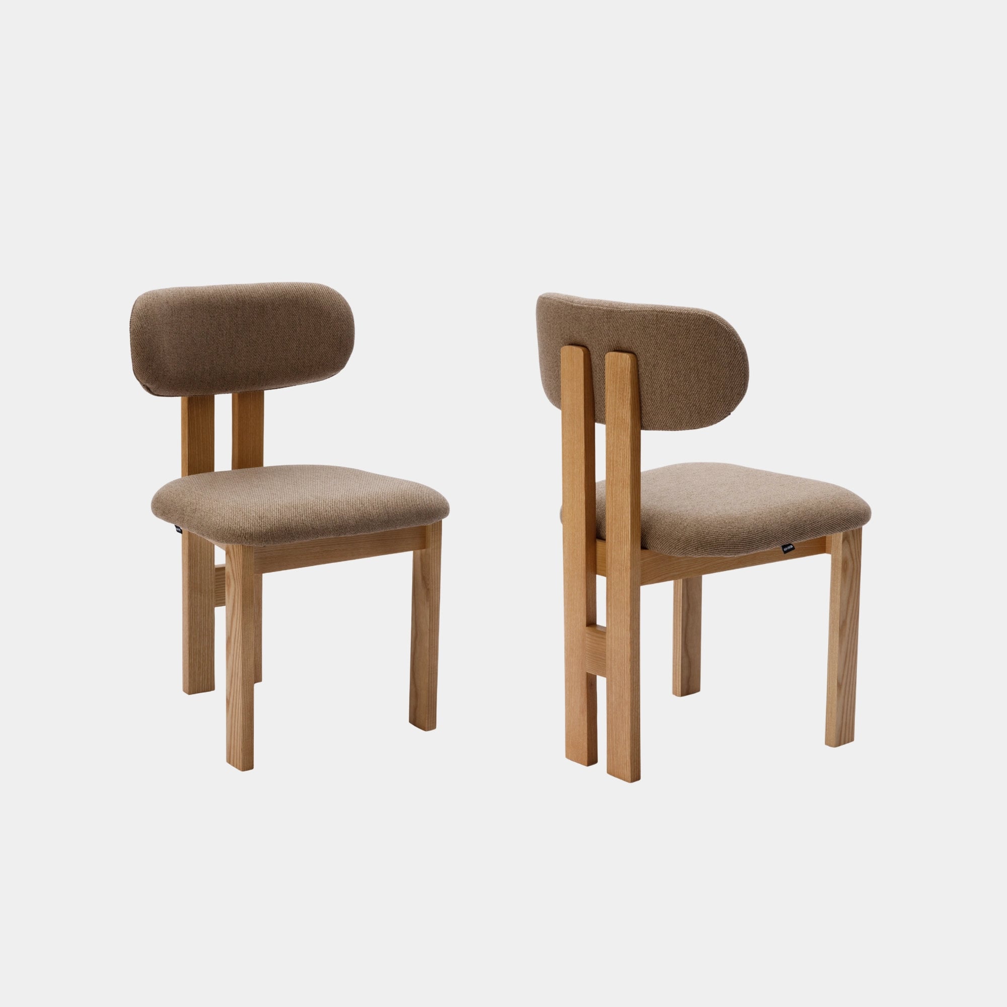 SILLA COMEDOR AURA MADERA Y TELA NATURAL Y TAUPE - 3