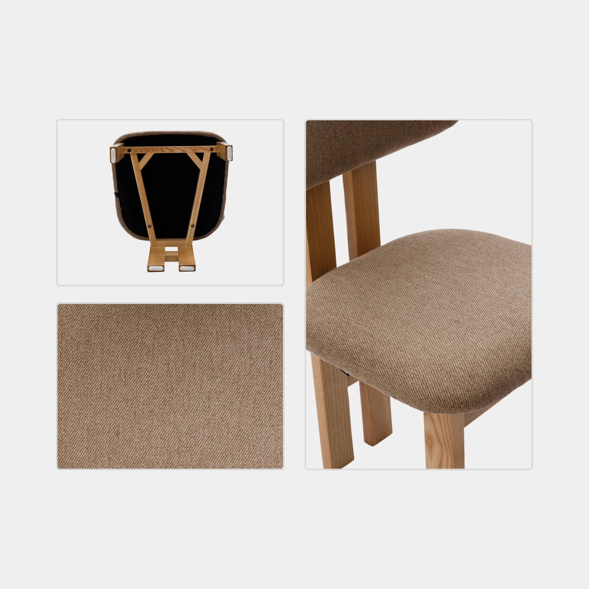 SILLA COMEDOR AURA MADERA Y TELA NATURAL Y TAUPE - 7