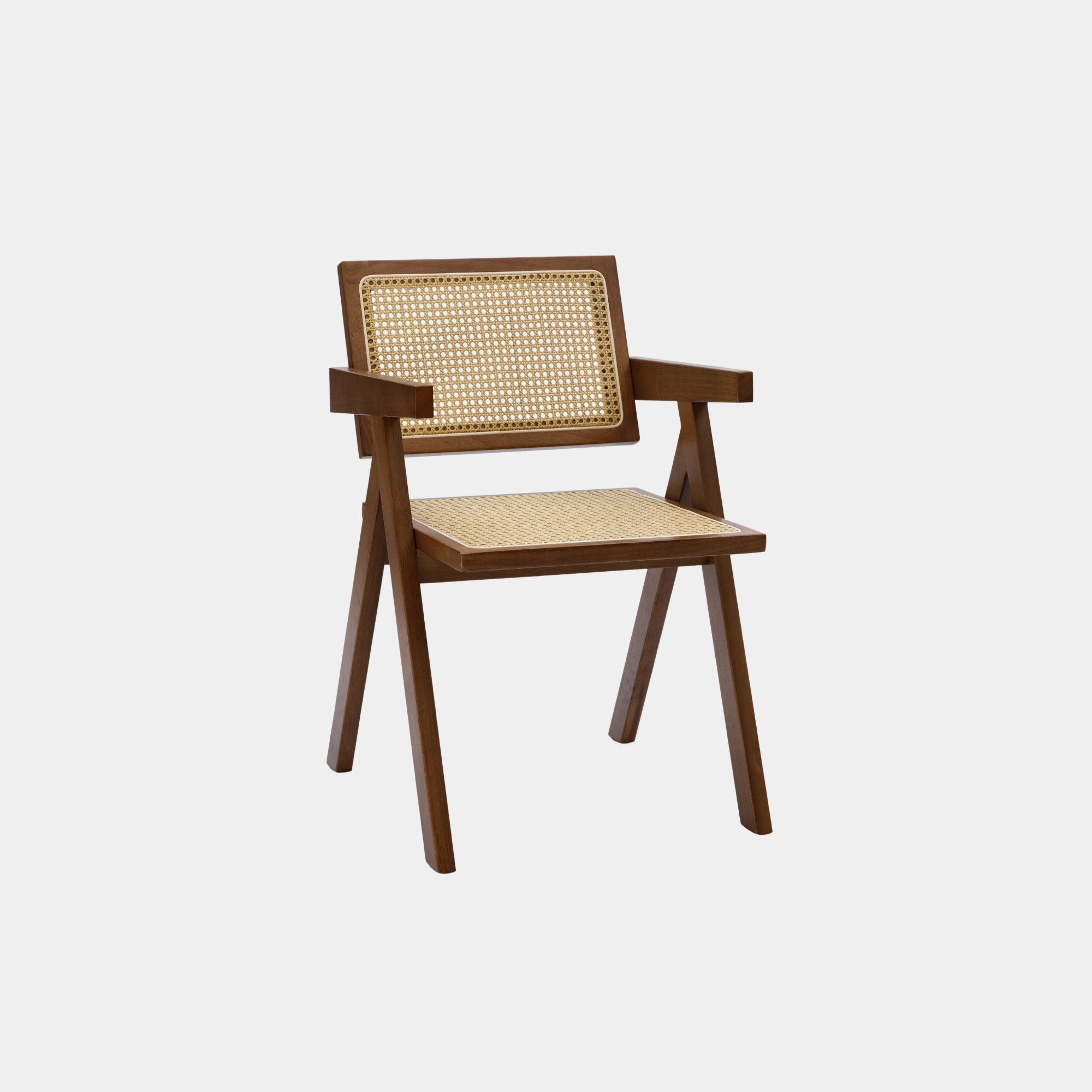 SILLA COMEDOR SANDAMA DM MADERA Y RATTAN WALNUT - 1