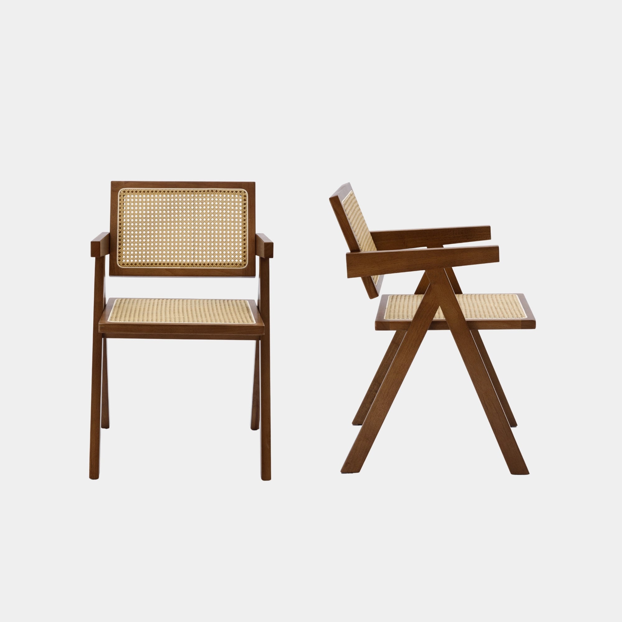 SILLA COMEDOR SANDAMA DM MADERA Y RATTAN WALNUT - 2