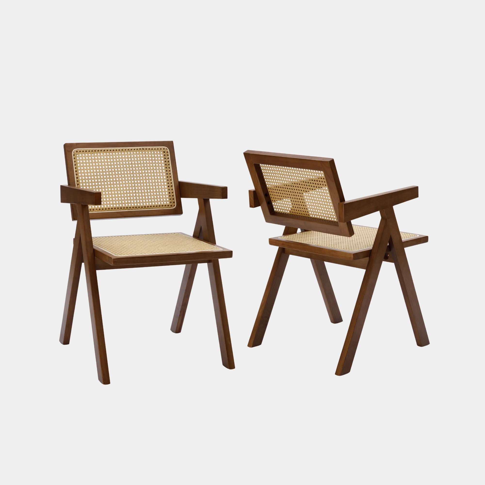 SILLA COMEDOR SANDAMA DM MADERA Y RATTAN WALNUT - 3