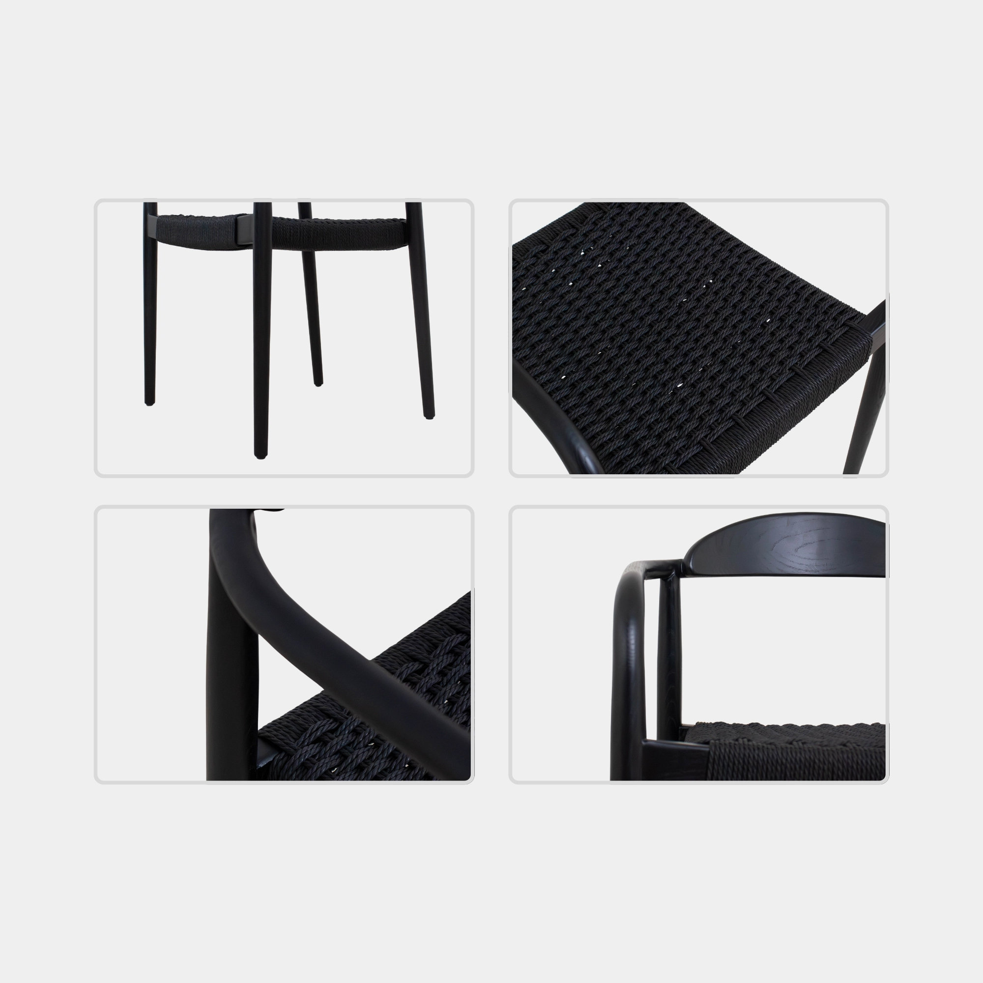 SILLA COMEDOR MAERA MADERA Y CUERDA BLACK AND BLACK - 8