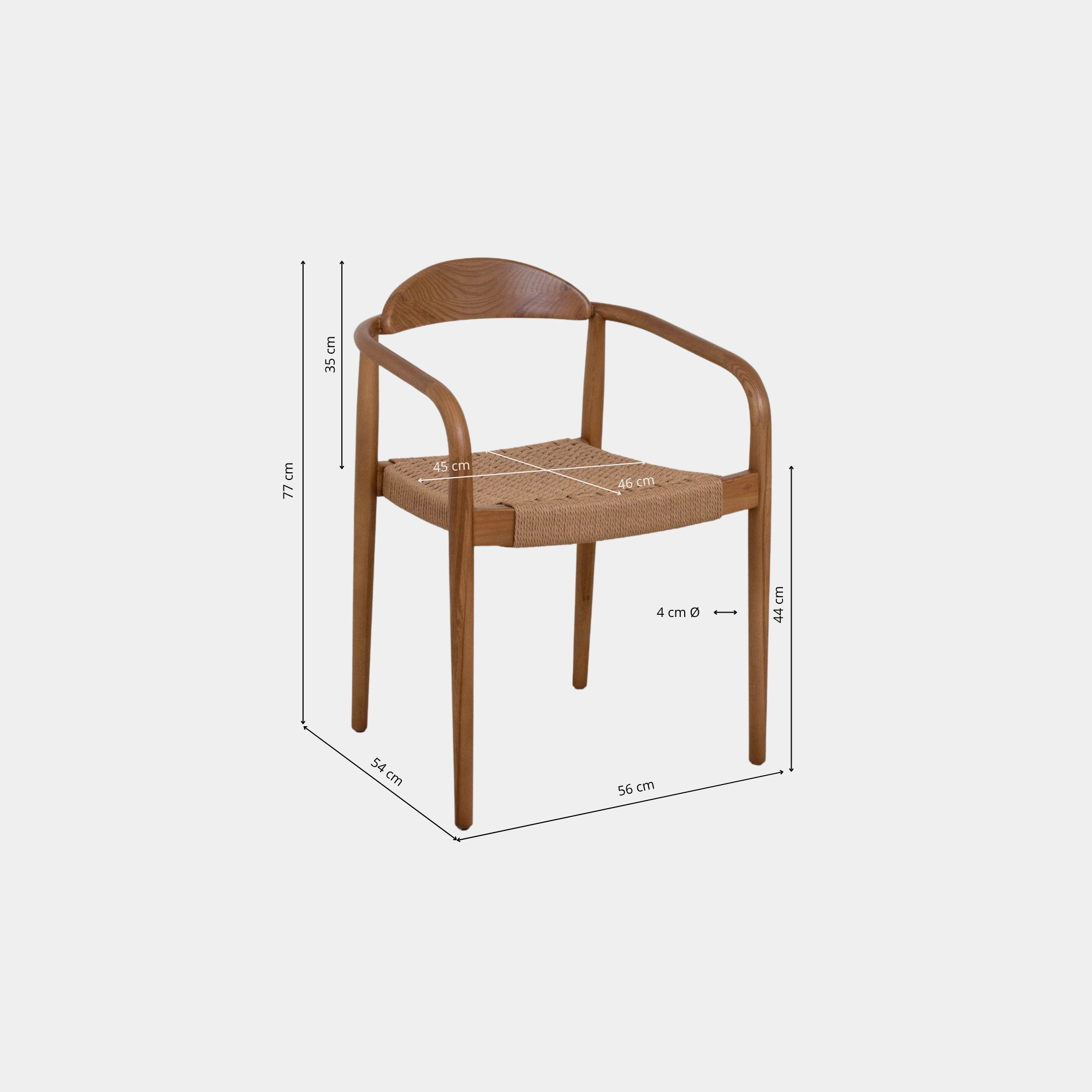 SILLA COMEDOR MAERA MADERA Y CUERDA WALNUT AND NATURAL - 4