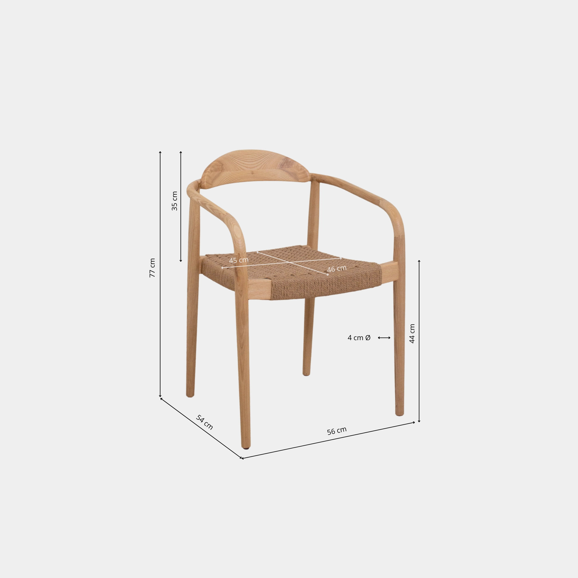 SILLA COMEDOR MAERA MADERA Y CUERDA NATURAL AND NATURAL - 4