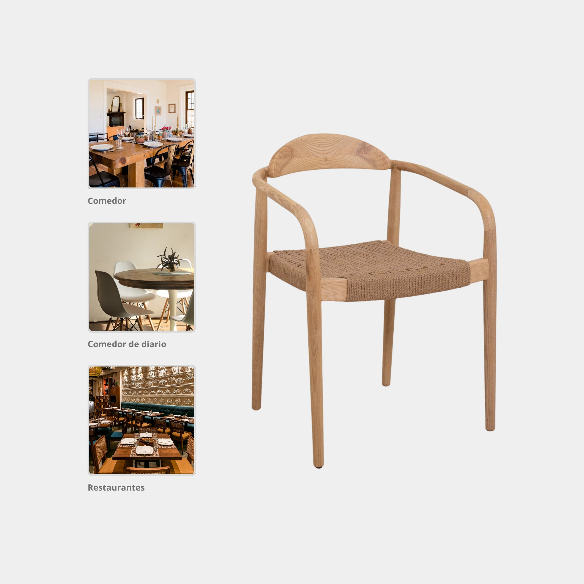 SILLA COMEDOR MAERA MADERA Y CUERDA NATURAL AND NATURAL - 5