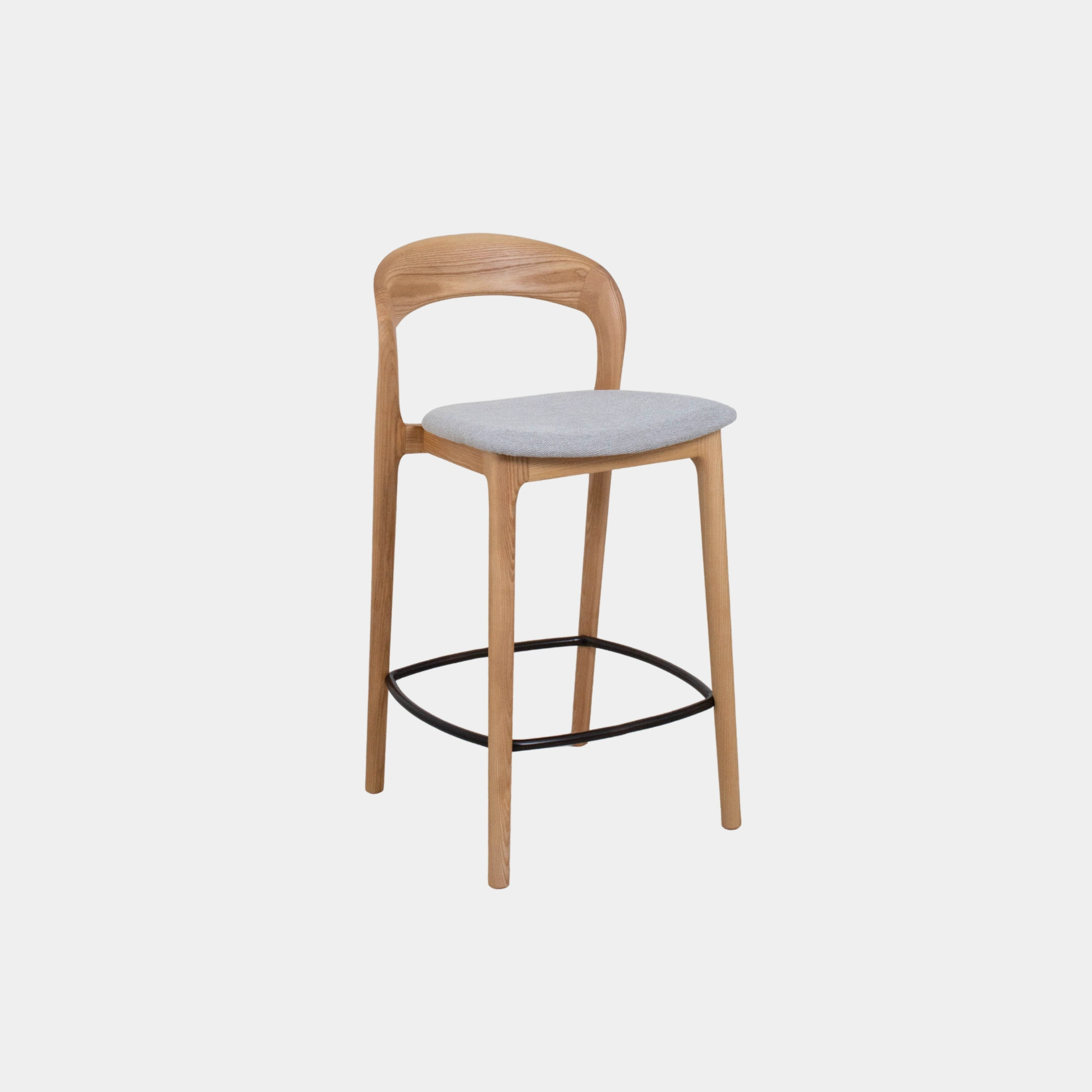 SILLA BAR CURVY JSM MADERA Y TELA NATURAL AND LIGHT GREY - 1