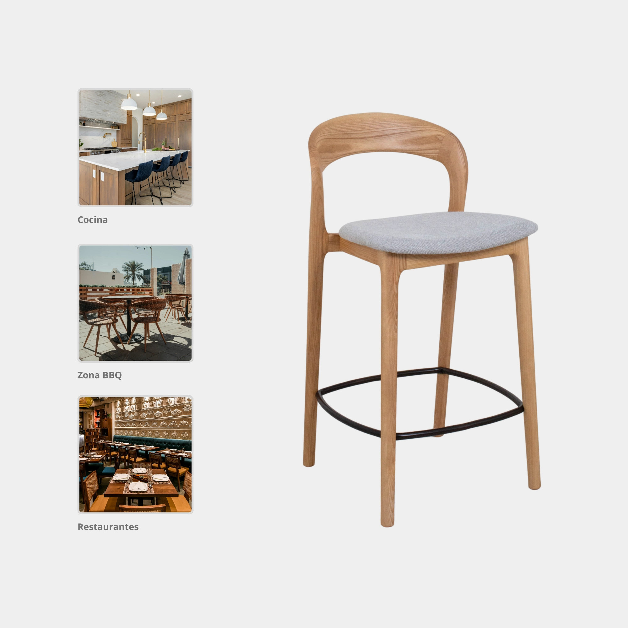 SILLA BAR CURVY JSM MADERA Y TELA NATURAL AND LIGHT GREY - 5