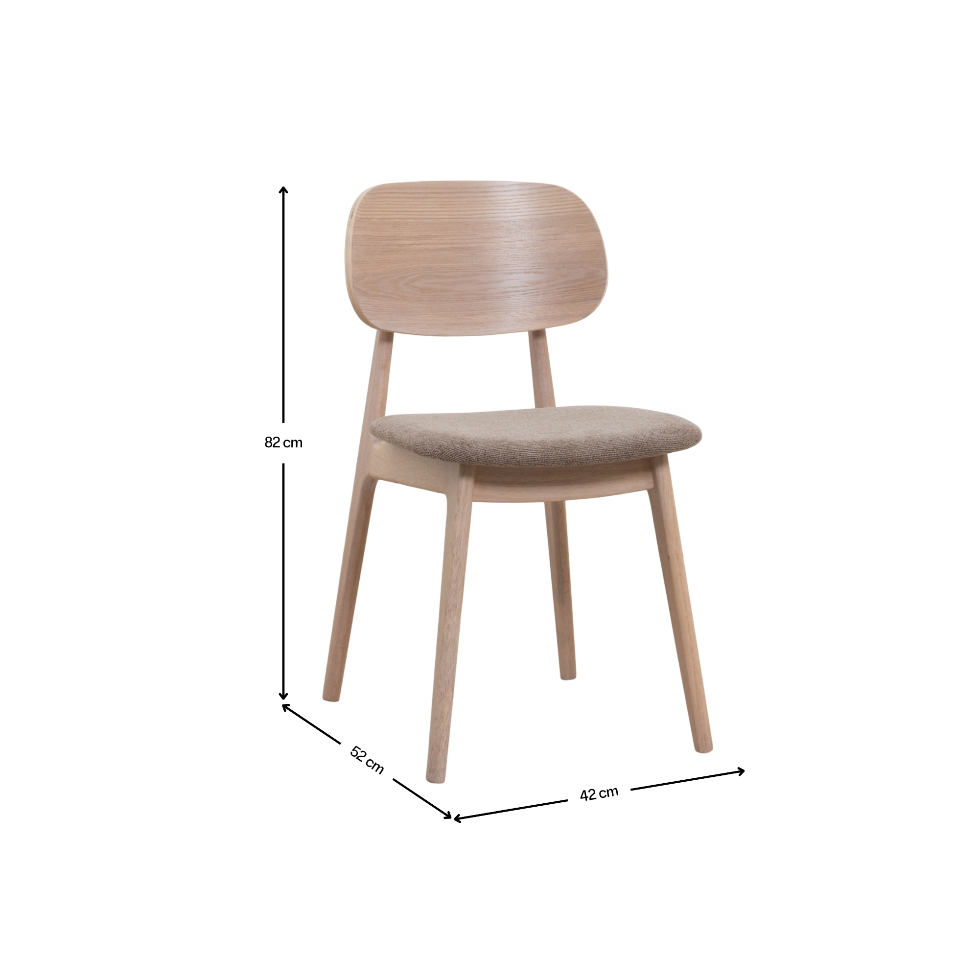 SILLA COMEDOR NINA MADERA Y TELA LIGHT BEIGE - 5