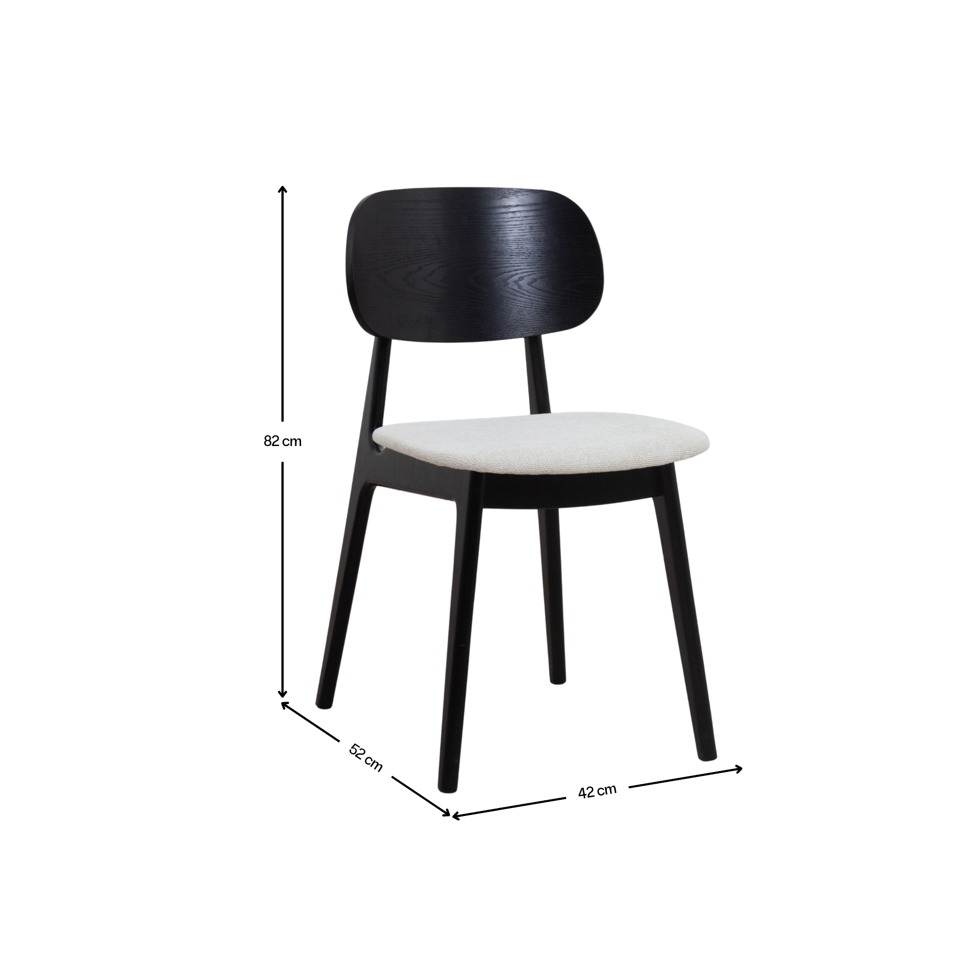 SILLA COMEDOR NINA MADERA BLACK Y TELA - 8