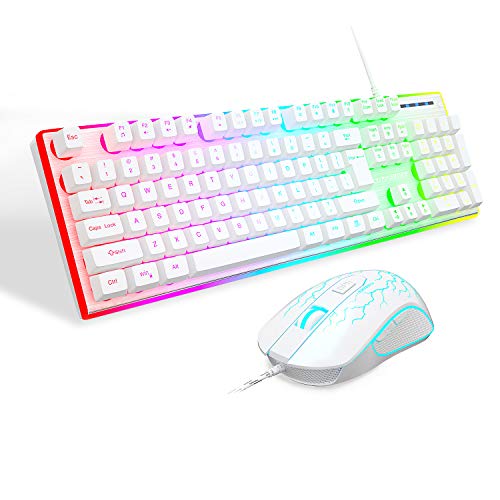 MAGEGEE GT838 TECLADO Y RATÓN PARA JUEGOS COMBO RGB RETROILUMINADO 104 TECLAS PANEL DE ALUMINIO USB CON CABLE TECLADO - 1