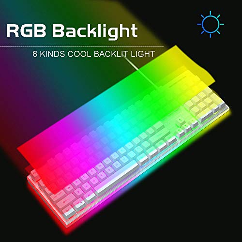 MAGEGEE GT838 TECLADO Y RATÓN PARA JUEGOS COMBO RGB RETROILUMINADO 104 TECLAS PANEL DE ALUMINIO USB CON CABLE TECLADO - 2
