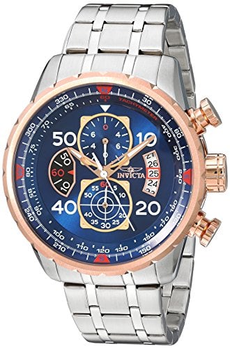 RELOJ INVICTA HOMBRE 17203 AVIATOR BAÑADA ORO ROSA 18K PLATEADO ACERO INOXIDABLE - 1