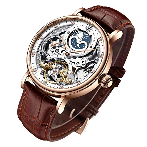 RELOJ GLOBAL SHOPEX HOMBRE AUTOMÁTICO MECÁNICO BESTN ESQUELETO LUJO CORREA MANECILLAS LUMINOSAS - 1