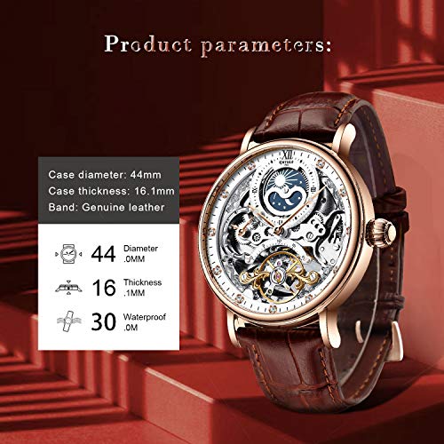 RELOJ GLOBAL SHOPEX HOMBRE AUTOMÁTICO MECÁNICO BESTN ESQUELETO LUJO CORREA MANECILLAS LUMINOSAS - 3