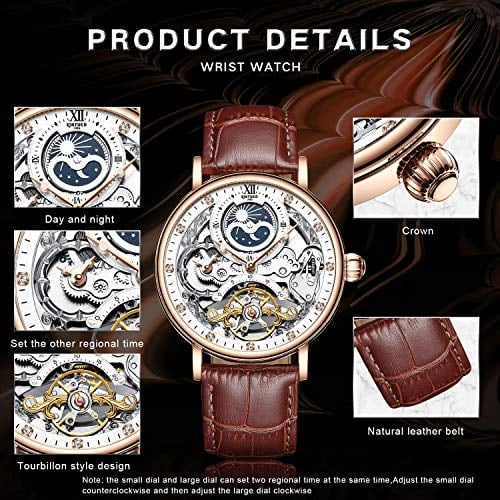 RELOJ GLOBAL SHOPEX HOMBRE AUTOMÁTICO MECÁNICO BESTN ESQUELETO LUJO CORREA MANECILLAS LUMINOSAS - 4