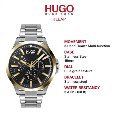 RELOJ HUGO BOSS HOMBRE 1530174 #LEAP CORREA PLATEADO 22 ACERO INOXIDABLE CUARZO - 5