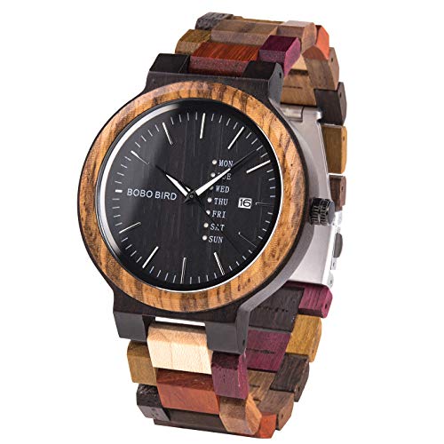 RELOJ GLOBAL SHOPEX HOMBRE MADERA IDOS BAMBÚ SEMANA FECHA PANTALLA CUARZO PAREJAS HECHO A MANO CASU - 1