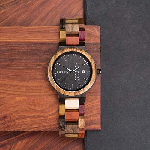RELOJ GLOBAL SHOPEX HOMBRE MADERA IDOS BAMBÚ SEMANA FECHA PANTALLA CUARZO PAREJAS HECHO A MANO CASU - 2