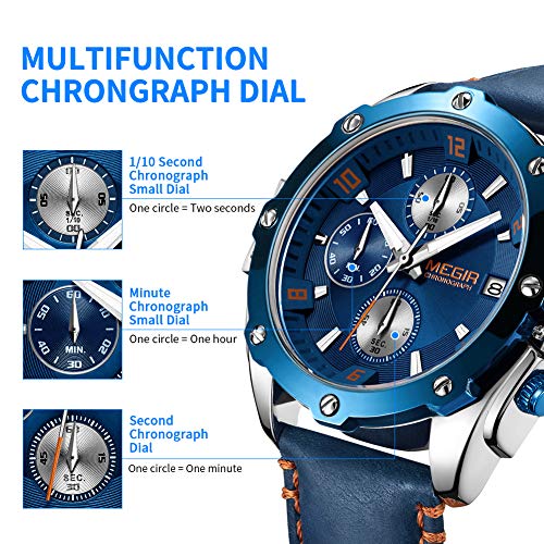 RELOJ MEGIR HOMBRE ELEGANTE CASUAL EJÉRCITO MILITAR CRONÓGRAFO NEGOCIOS DEPORTE TRABAJO CUARZO - 2