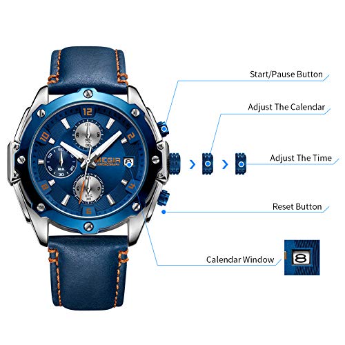 RELOJ MEGIR HOMBRE ELEGANTE CASUAL EJÉRCITO MILITAR CRONÓGRAFO NEGOCIOS DEPORTE TRABAJO CUARZO - 3