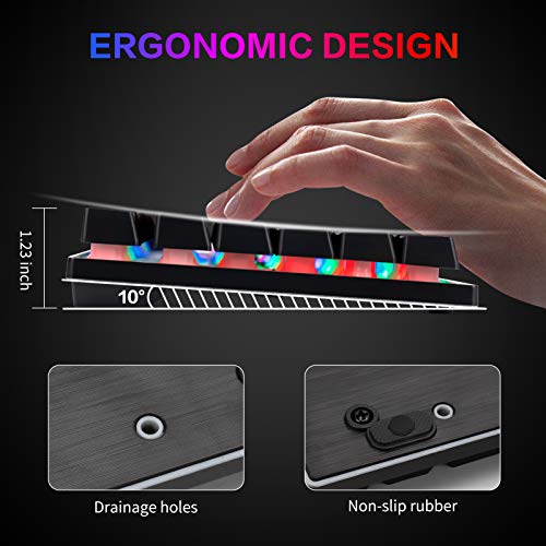 TECLADO PARA JUEGOS MOUSE MOUSE PAD COMBO SENSACIÓN MECÁNICA RAINBOW LED RETROILUMINACIÓN EMISIÓN CARÁCTER 3200DPI USB - 4