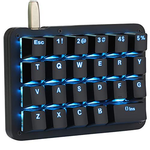 KOOLERTRON TECLADO MECÁNICO MACRO CON UNA MANO RETROILUMINACIÓN LED AZUL PORTÁTIL MINI TECLADO MECÁNICO PARA JUEGOS - 1