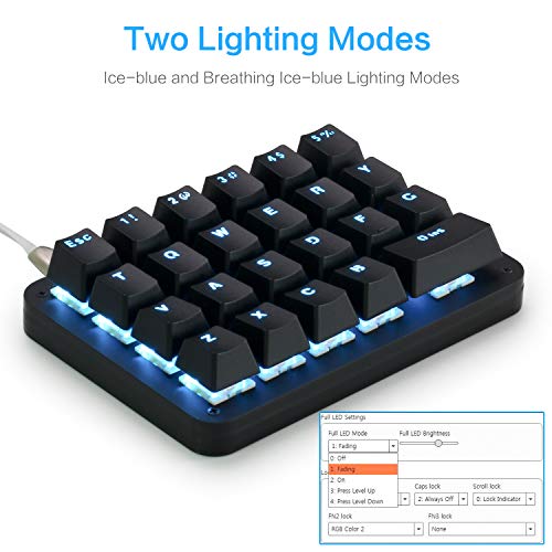 KOOLERTRON TECLADO MECÁNICO MACRO CON UNA MANO RETROILUMINACIÓN LED AZUL PORTÁTIL MINI TECLADO MECÁNICO PARA JUEGOS - 3