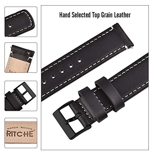RITCHE - CORREA DE CUERO DE LIBERACIÓN RÁPIDA PARA RELOJ CUERO DE GRANO SUPERIOR 18 19 20 21 22 23 O 24MM - 3