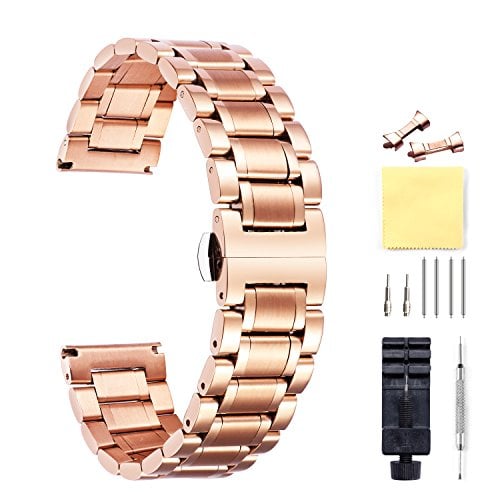 BINLUN - EXTENSIONES DE RELOJ DE ACERO INOXIDABLE DE REPUESTO CON EXTREMO RECTO Y CURVADO LIBERACIÓN RÁPIDA 6 COLORES - 2