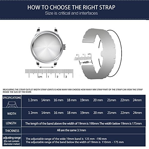 BINLUN - EXTENSIONES DE RELOJ DE ACERO INOXIDABLE DE REPUESTO CON EXTREMO RECTO Y CURVADO LIBERACIÓN RÁPIDA 6 COLORES - 6