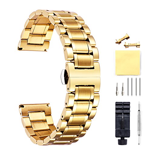 BINLUN - EXTENSIONES DE RELOJ DE ACERO INOXIDABLE DE REPUESTO CON EXTREMO RECTO Y CURVADO LIBERACIÓN RÁPIDA 6 COLORES - 1