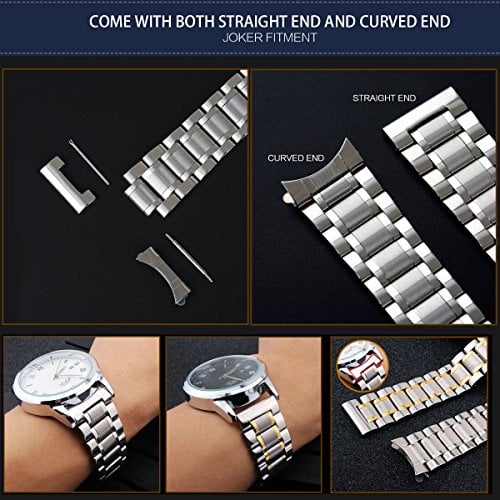 BINLUN - EXTENSIONES DE RELOJ DE ACERO INOXIDABLE DE REPUESTO CON EXTREMO RECTO Y CURVADO LIBERACIÓN RÁPIDA 6 COLORES - 3