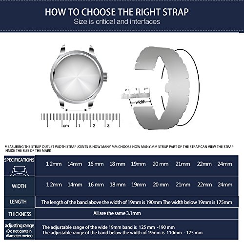 BINLUN - EXTENSIONES DE RELOJ DE ACERO INOXIDABLE DE REPUESTO CON EXTREMO RECTO Y CURVADO LIBERACIÓN RÁPIDA 6 COLORES - 6