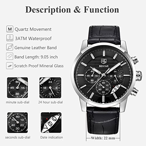 RELOJ BENYAR HOMBRE DEPORTIVO CRONÓGRAFO IMPERMEABLE CUARZO - 4