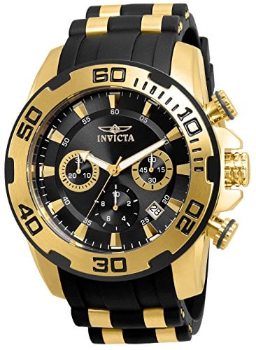 RELOJ INVICTA HOMBRE PRO DIVER SCUBA 50MM GOLD TONE SILVER STAINLESS STEEL AND SILICONE CHRONOGRAPH QUARTZ GOLD BLACK - 1