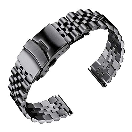 BINLUN CORREA DE RELOJ DE ACERO INOXIDABLE DE REPUESTO DE METAL CON CIERRE DE MARIPOSA DURADERO DE 0.709IN 0.787IN 0.866IN - 1