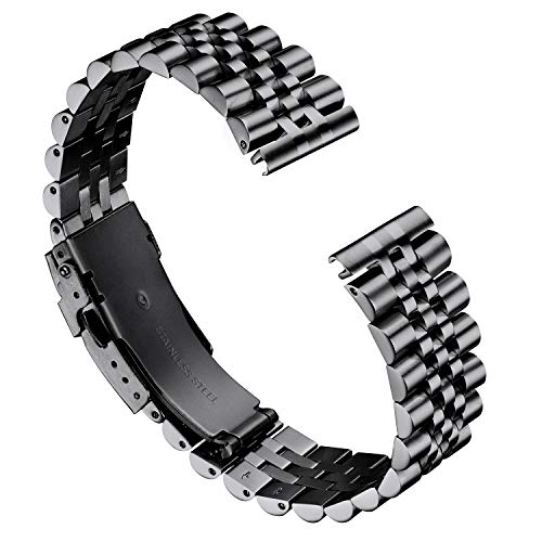 BINLUN CORREA DE RELOJ DE ACERO INOXIDABLE DE REPUESTO DE METAL CON CIERRE DE MARIPOSA DURADERO DE 0.709IN 0.787IN 0.866IN - 3