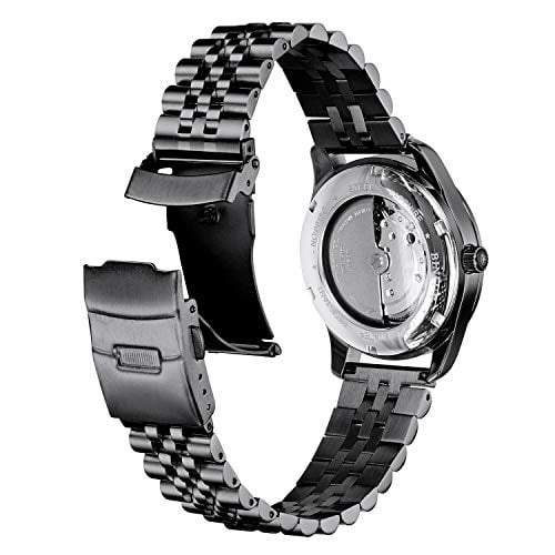 BINLUN CORREA DE RELOJ DE ACERO INOXIDABLE DE REPUESTO DE METAL CON CIERRE DE MARIPOSA DURADERO DE 0.709IN 0.787IN 0.866IN - 4
