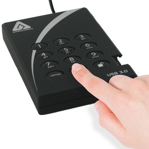 DISCO DURO EXTERNO PORTÁTIL APRICORN CON CIFRADO DE HARDWARE AES XTS (2 TB USB 3.0 256 BITS) - 1