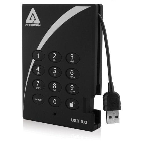DISCO DURO EXTERNO PORTÁTIL APRICORN CON CIFRADO DE HARDWARE AES XTS (2 TB USB 3.0 256 BITS) - 3