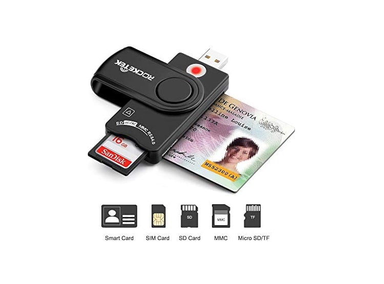 LECTOR DE TARJETAS INTELIGENTES USB ROCKETEK DOD MILITAR USB CAC LECTOR DE TARJETAS DE MEMORIA COMPATIBLE CON WINDOWS - 1