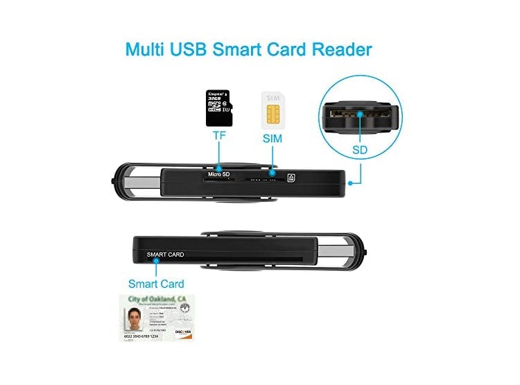 LECTOR DE TARJETAS INTELIGENTES USB ROCKETEK DOD MILITAR USB CAC LECTOR DE TARJETAS DE MEMORIA COMPATIBLE CON WINDOWS - 2