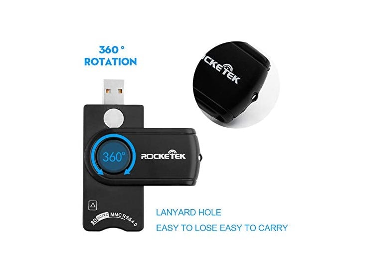 LECTOR DE TARJETAS INTELIGENTES USB ROCKETEK DOD MILITAR USB CAC LECTOR DE TARJETAS DE MEMORIA COMPATIBLE CON WINDOWS - 3