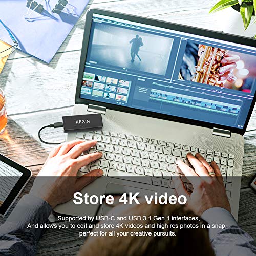 KEXIN SSD EXTERNO PORTÁTIL DE 250 GB HASTA 400 MB/S - USB-C USB 3.1 MINI UNIDAD DE JUEGO DE ESTADO SÓLIDO - 3